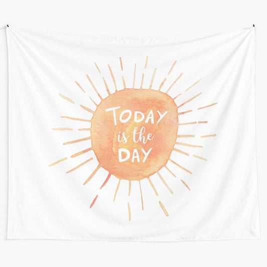 Inspirational watercolor sunburst wall art with motivational quote "Today Is The Day"