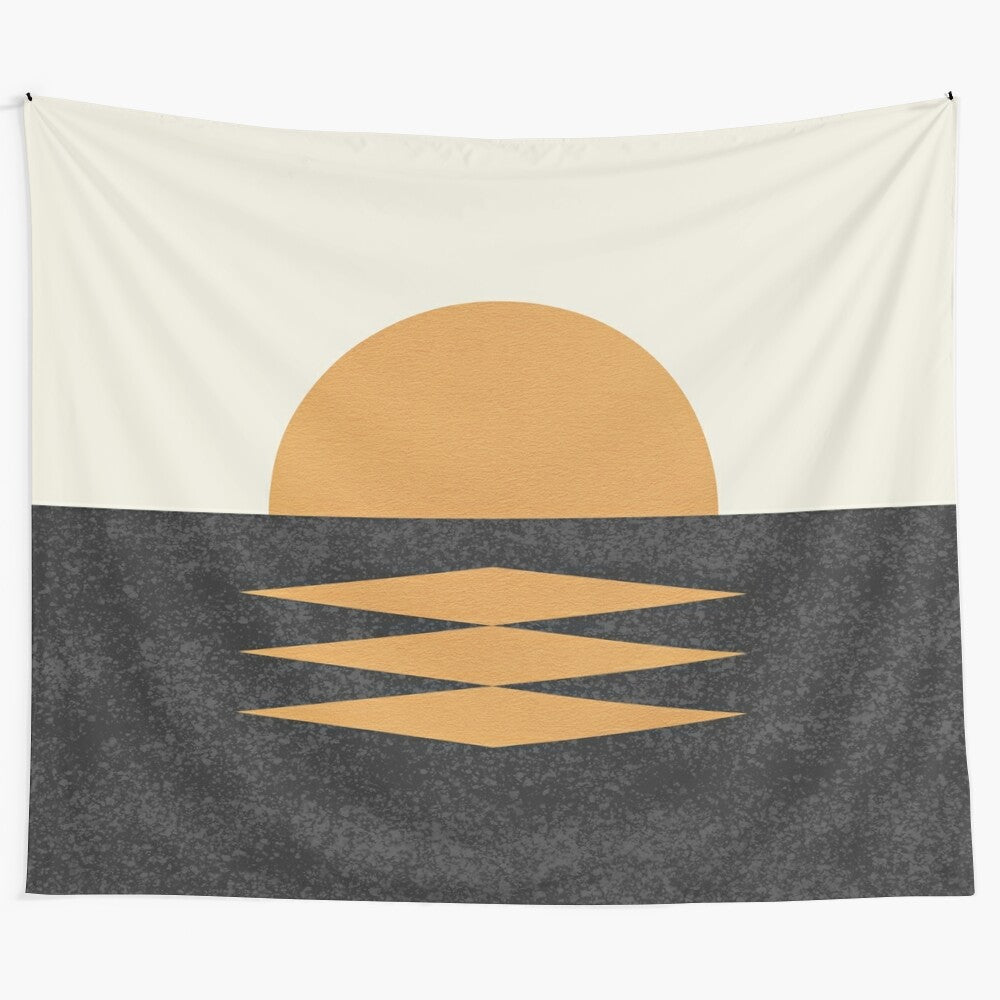 Sunset Geometric Tapestry in Midcentury Modern Style