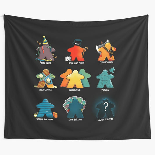 Maple tapestry with cute meeple characters