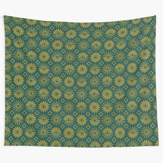 Vibrant sunflower pattern tapestry wall hanging