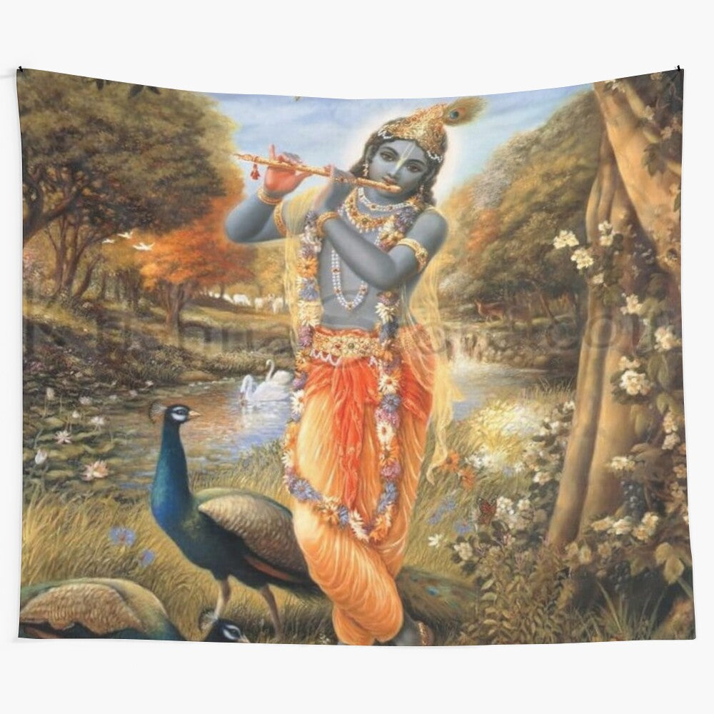 Jai Shree Krishna inspired tapestry wall hanging