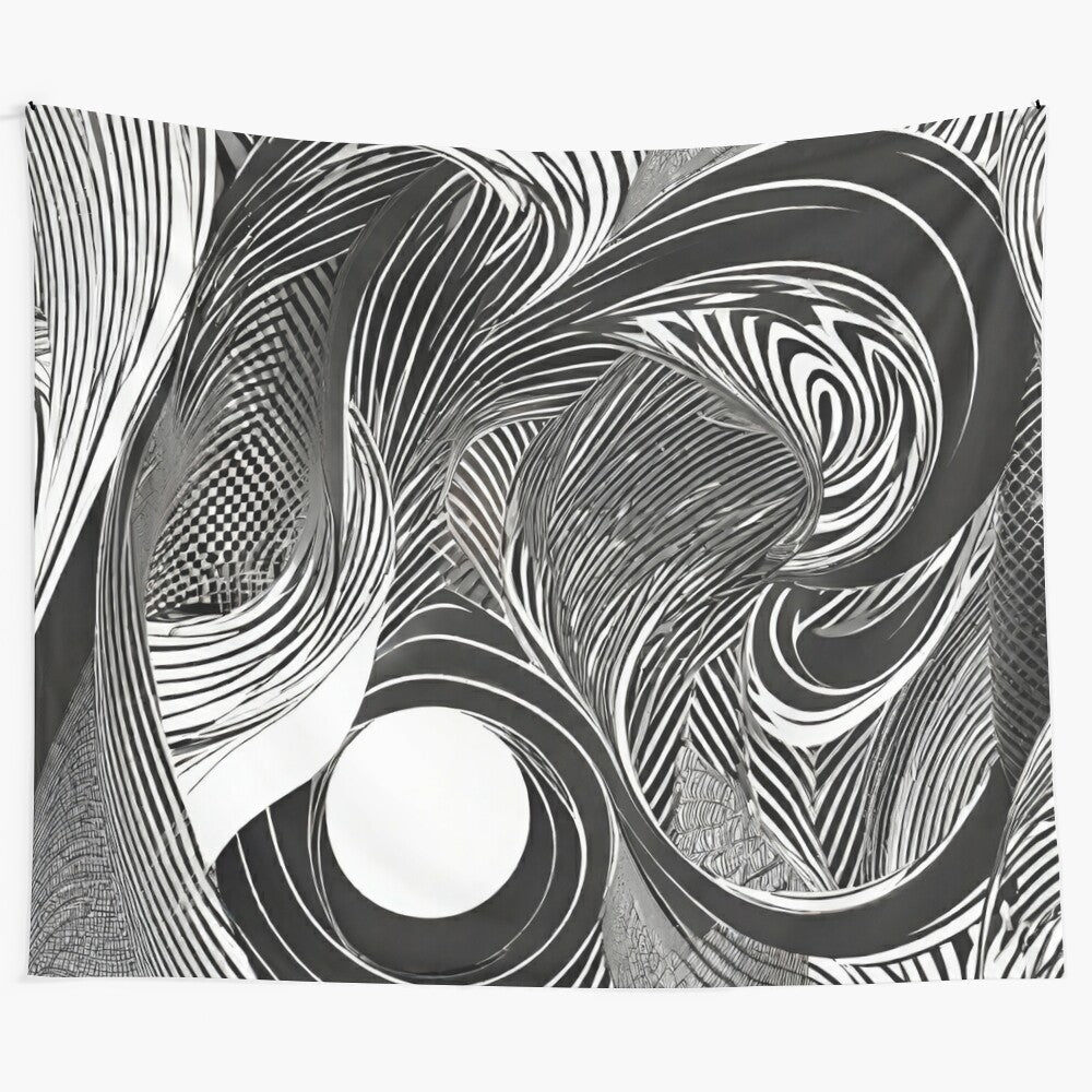 Captivating monochrome tapestry with abstract, psychedelic patterns