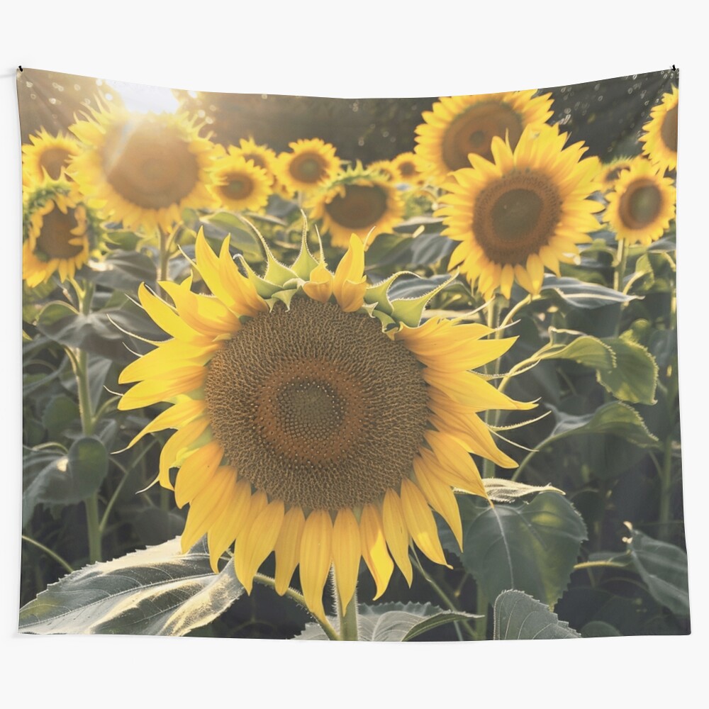 Sunflower tapestry wall hanging with vibrant floral design