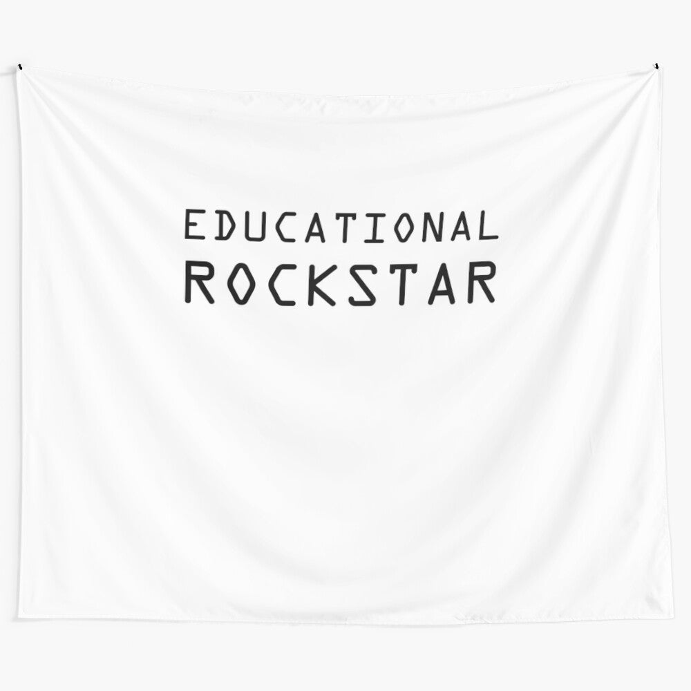 Tapestry featuring an educational rock star design, perfect for teachers and classrooms