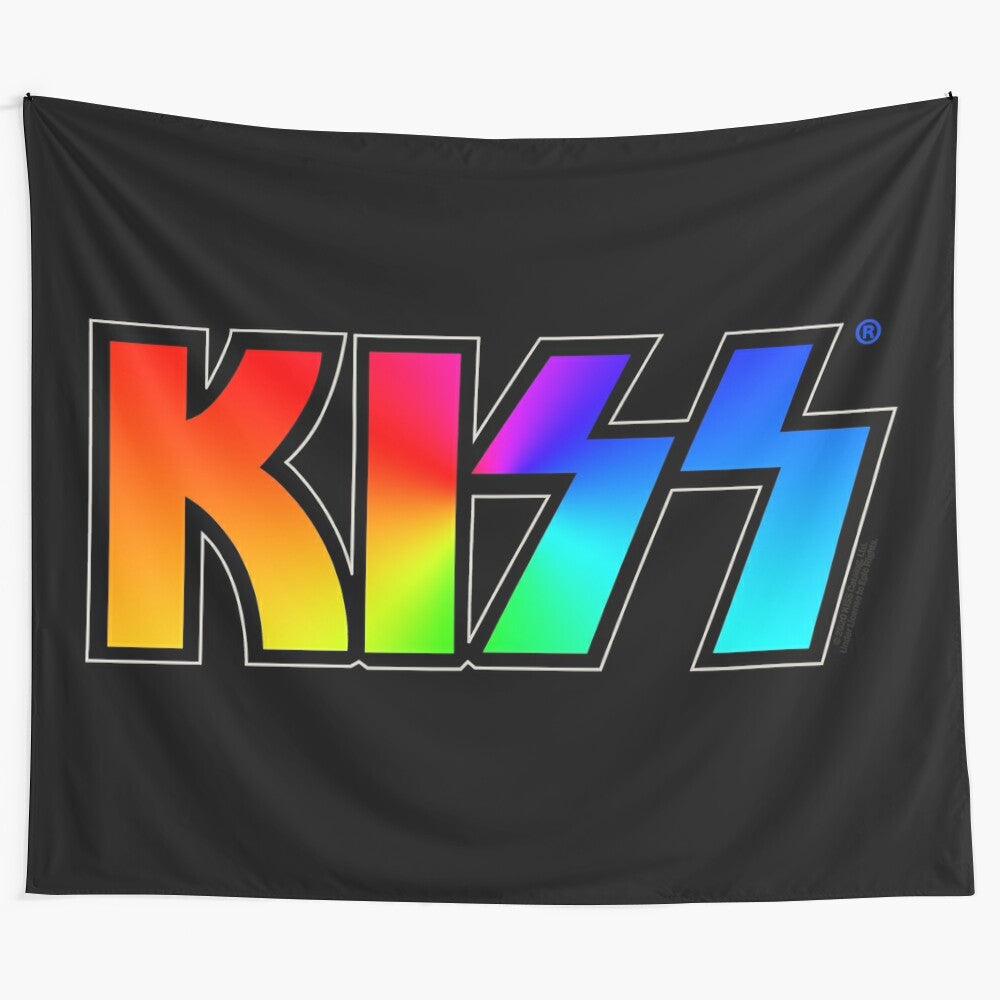 Colorful KISS band logo tapestry wall art