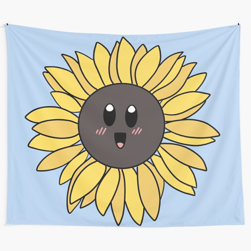 Colorful sunflower tapestry with a bright, happy design