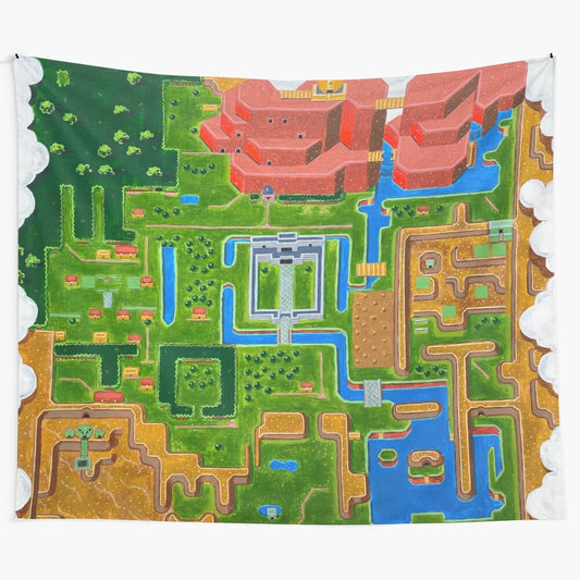 Light World tapestry featuring the iconic Hyrule map from The Legend of Zelda: A Link to the Past