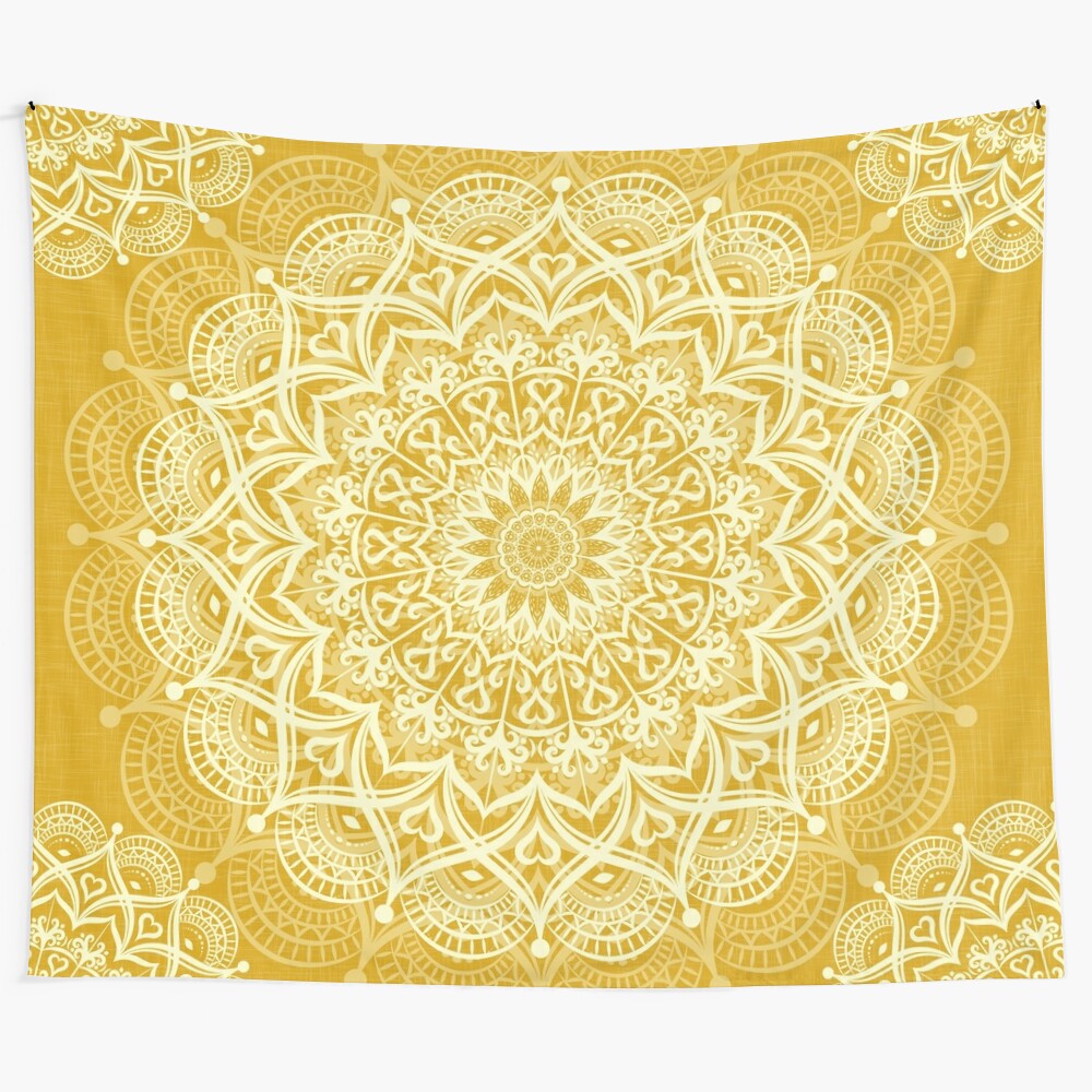 Golden yellow mandala boho tapestry