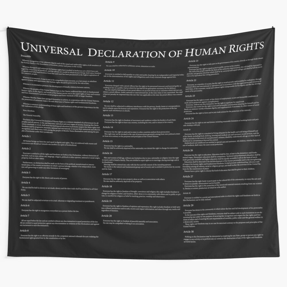 Universal Declaration of Human Rights Tapestry with Black Background