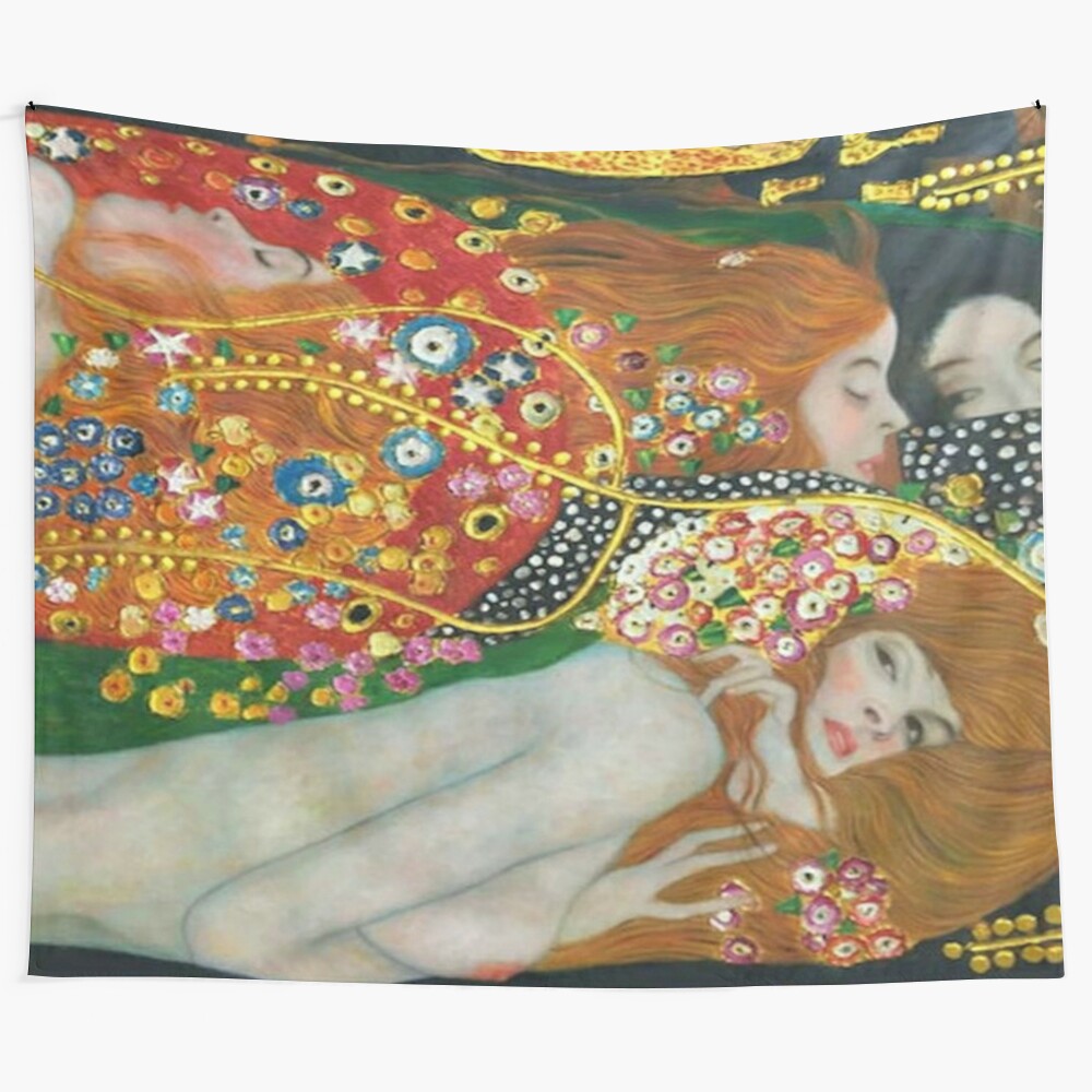 Gustav Klimt-inspired Water Serpents II tapestry artwork