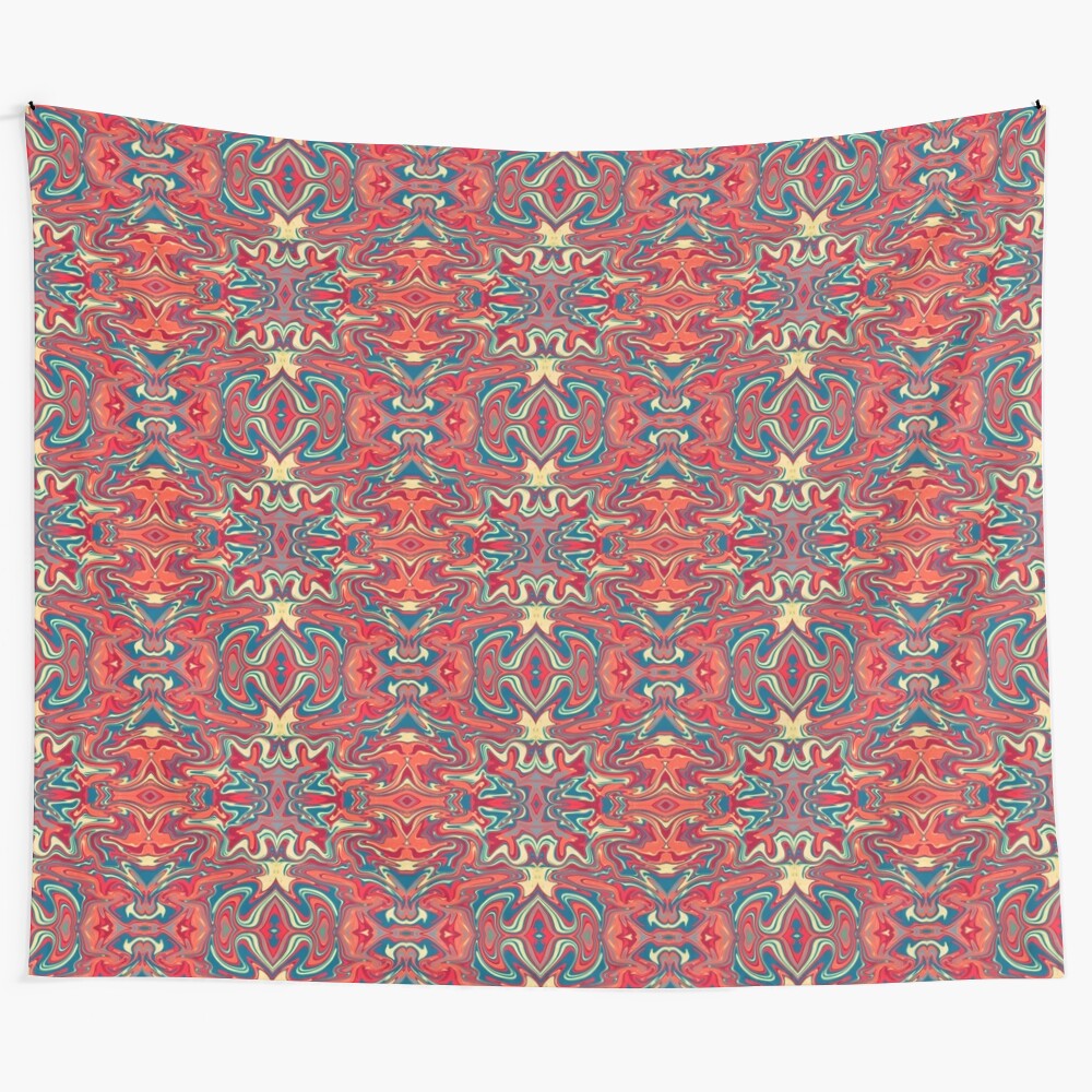 Colorful indie mandala tapestry with psychedelic, boho design