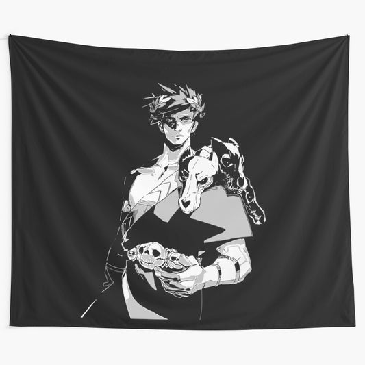 Zagreus Black and White Silhouette Tapestry - Hades Game Fan Art