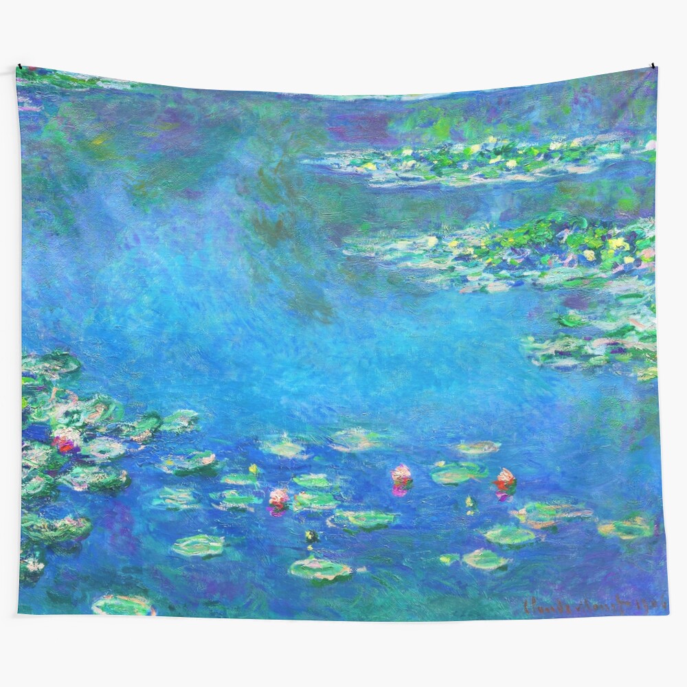 Impressionist Water Lilies Tapestry featuring Claude Monet's iconic water lily paintings