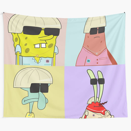 Colorful Igor Spongebob inspired pop art tapestry