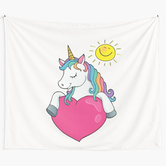 Colorful unicorn cartoon tapestry for unicorn lovers