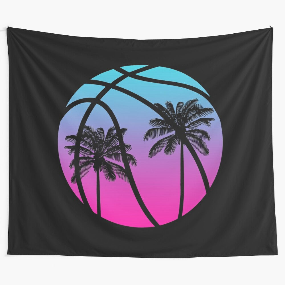 Miami Vice-Inspired Basketball Tapestry featuring Dwyane Wade and Miami Heat aesthetic