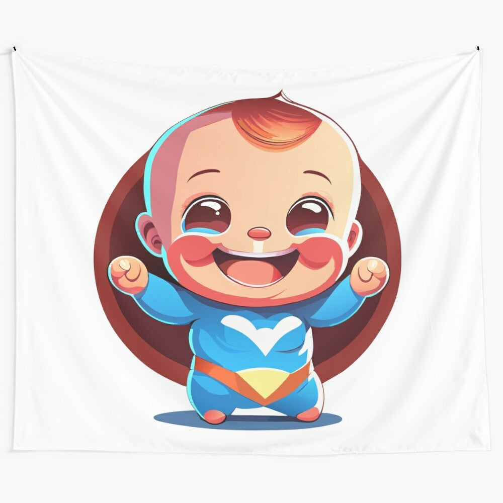 Cute baby superhero tapestry for nursery decor