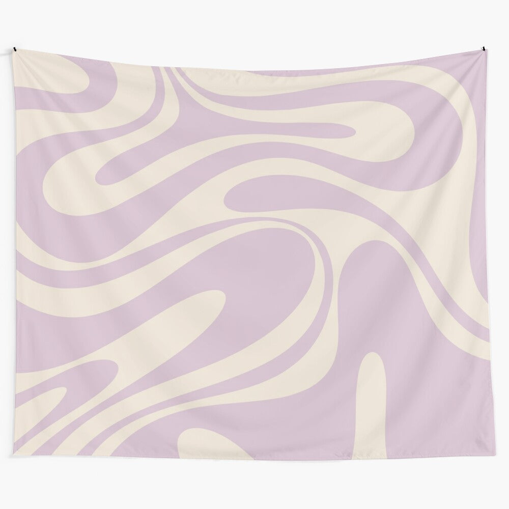 Retro abstract tapestry in lavender, purple, and cream