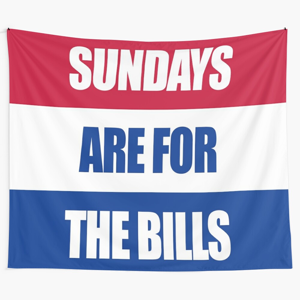 Buffalo Bills themed tapestry with football and Sunday design