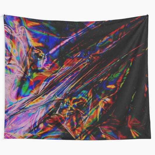 Vibrant, psychedelic oil spill tapestry with mesmerizing, iridescent colors