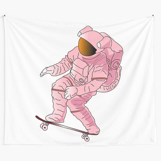 Cosmic and futuristic space skater tapestry design