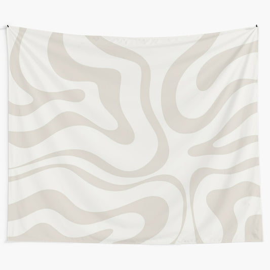 Abstract light beige and mushroom colored swirl pattern tapestry