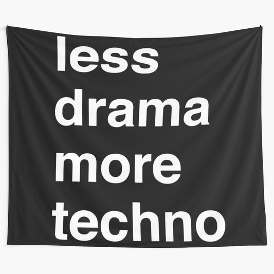 Tapestry with techno music quotes and Berlin DJ design