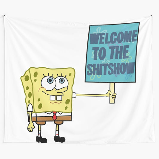 Spongebob-inspired tapestry depicting the college party life