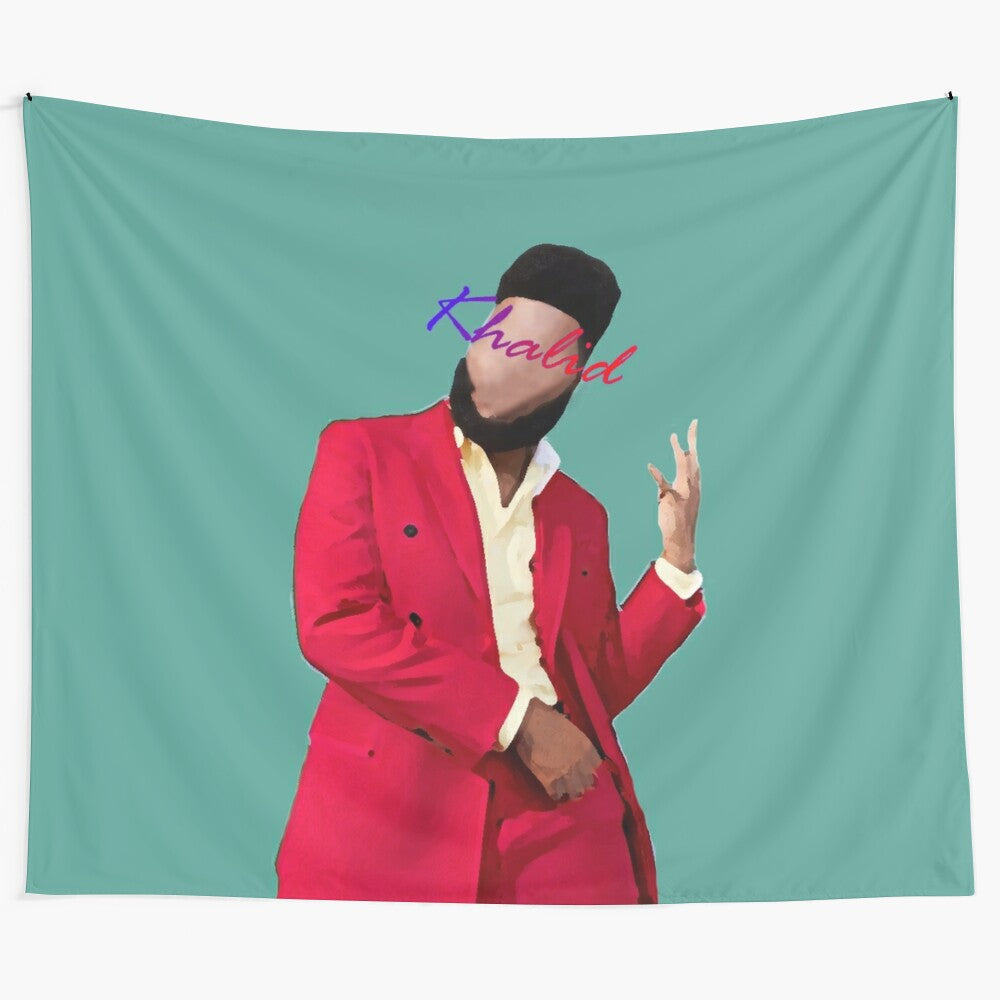 Khalid inspired tapestry design with musical elements