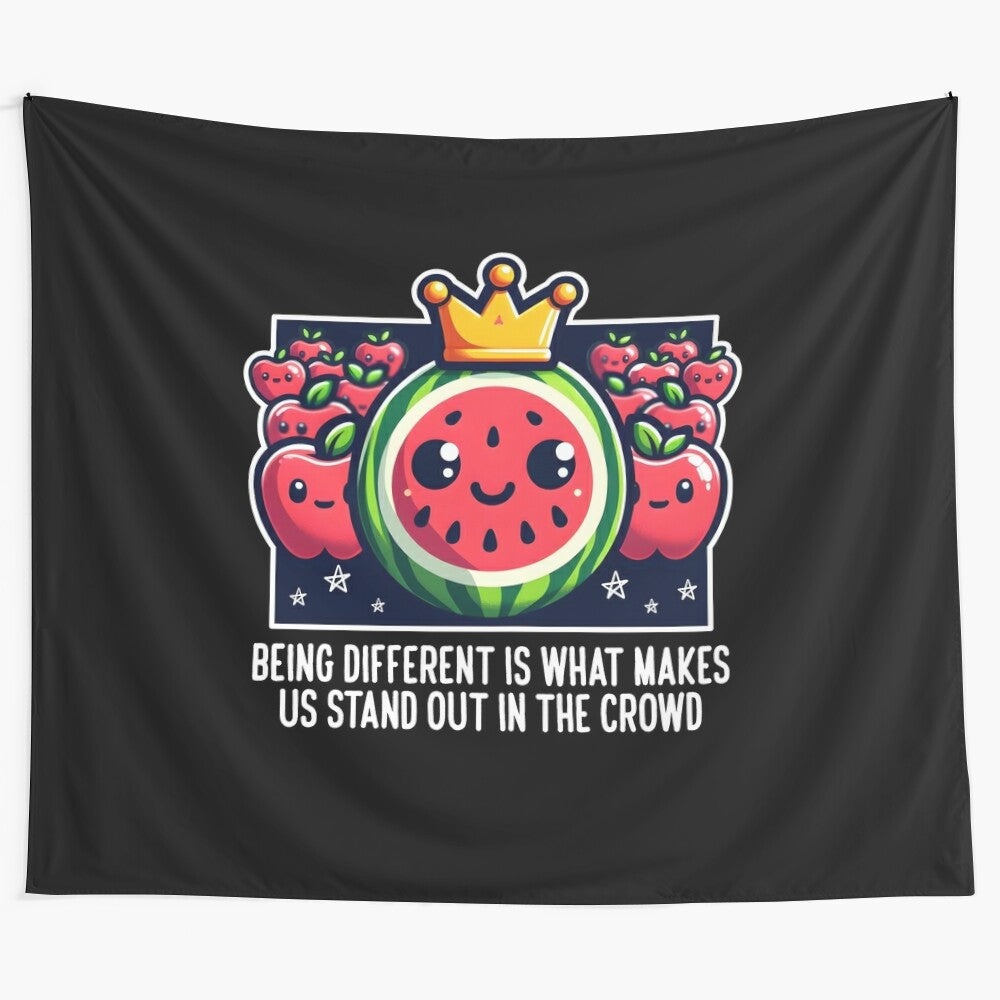 Inspirational tapestry with motivational quote about being different