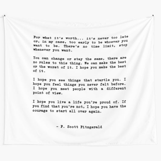 Vintage-style wall art featuring an inspirational quote by F. Scott Fitzgerald