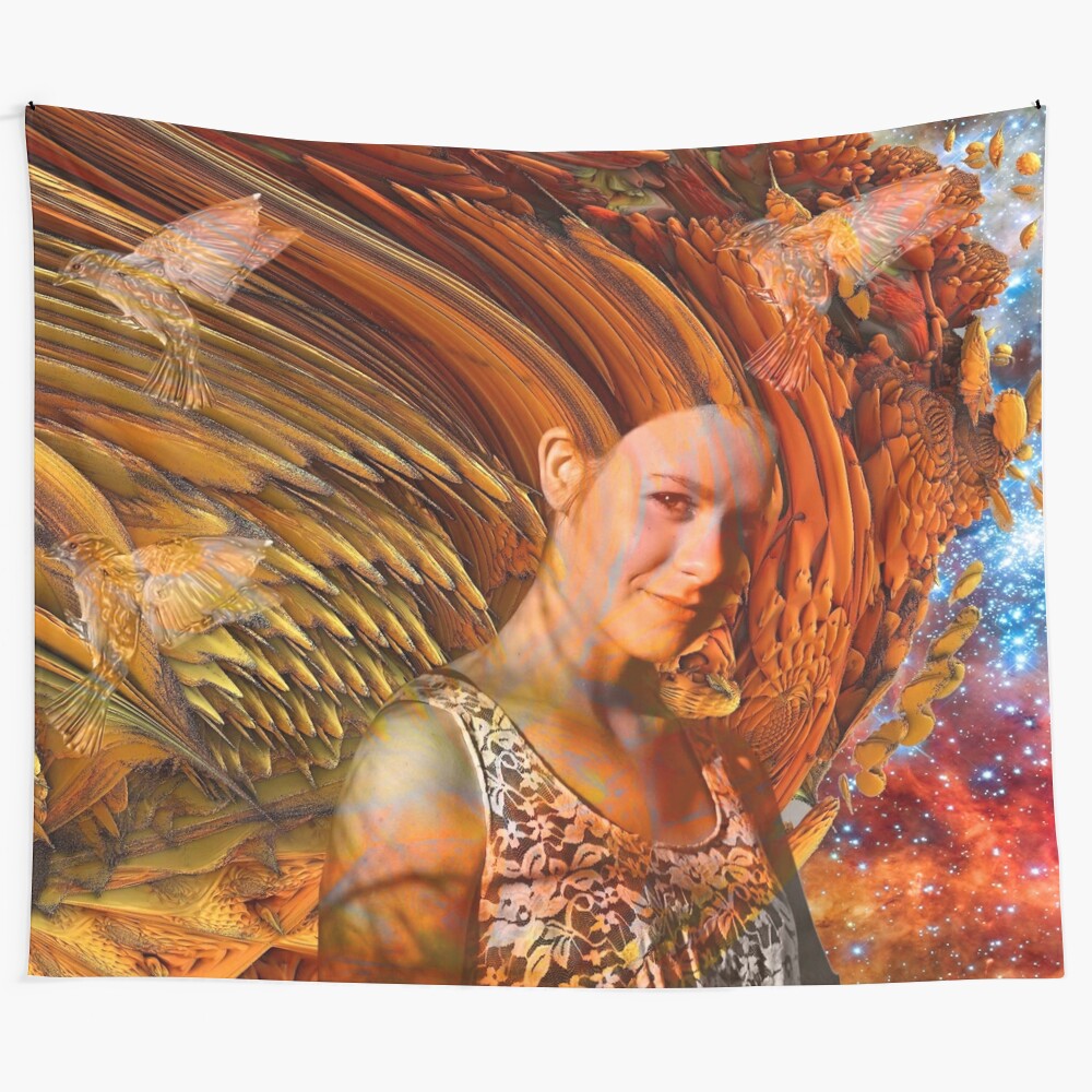 Stargazer modern art tapestry with vibrant abstract patterns