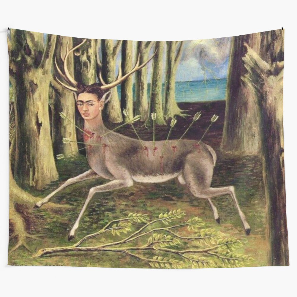 Frida Kahlo's "The Wounded Deer" tapestry featuring a floral portrait of the iconic Mexican artist