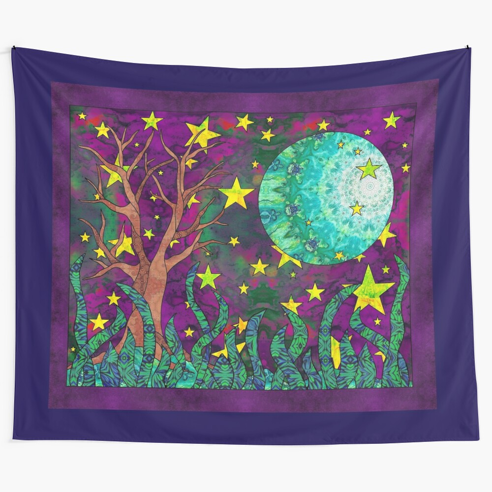 Starry Night Tapestry featuring a vibrant, dreamlike galaxy scene