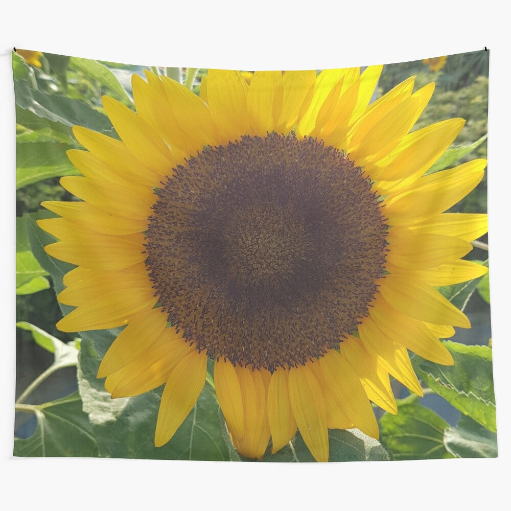 Sunflower tapestry with a vibrant, photographic image of sunflowers