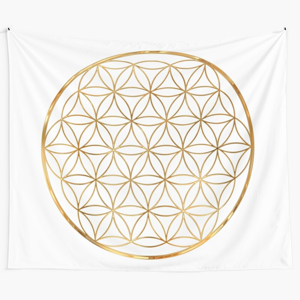 Flower of Life inspired tapestry featuring sacred geometry design