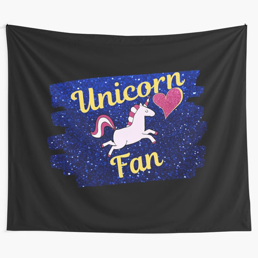 Magical Unicorn Tapestry with Pink Glittery Unicorn Design