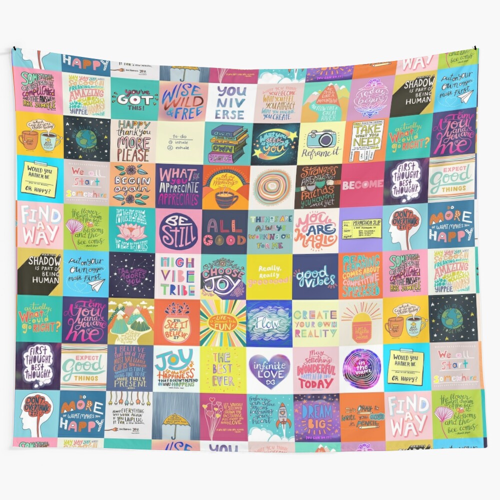 Positivity Patchwork Tapestry with Inspirational Design