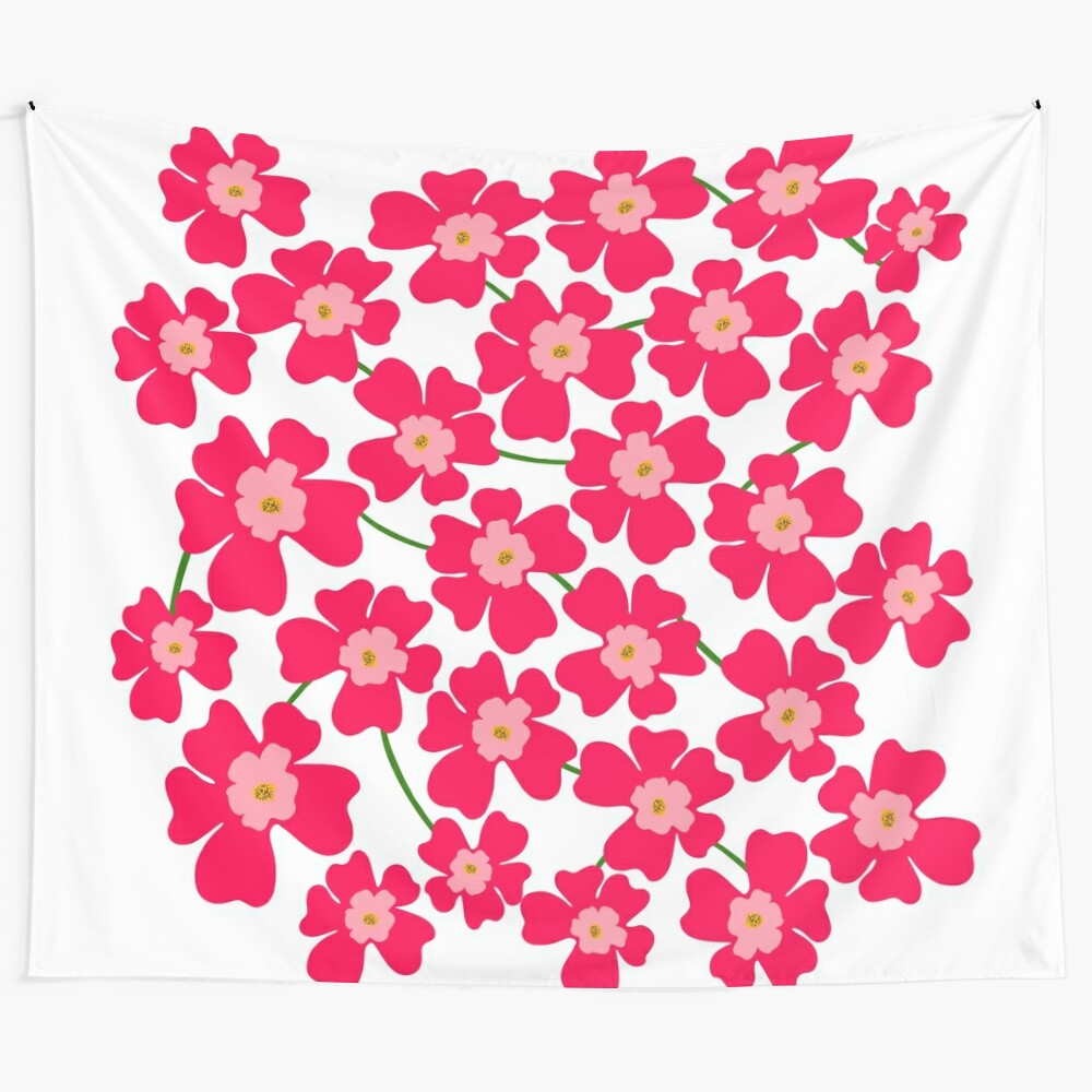 Red and pink floral pattern tapestry for home decoration