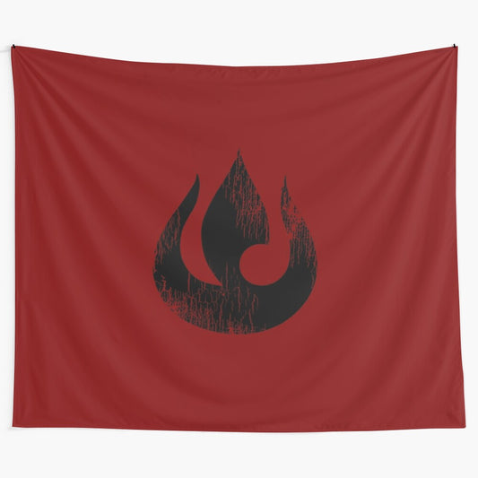 Fiery tapestry depicting the iconic Fire Nation banner from Avatar: The Last Airbender