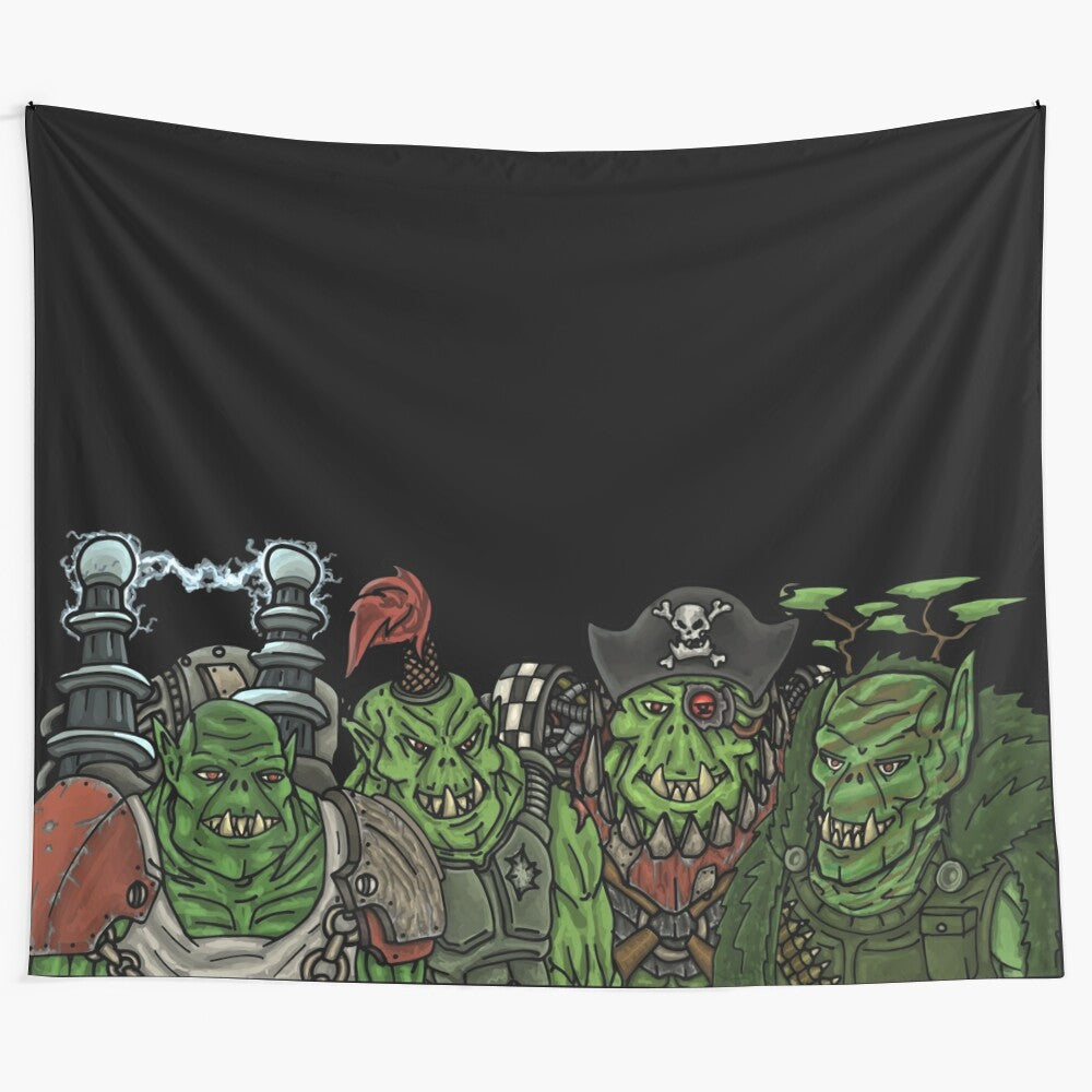 Warhammer 40k tapestry featuring chaotic and humorous 40k meme art