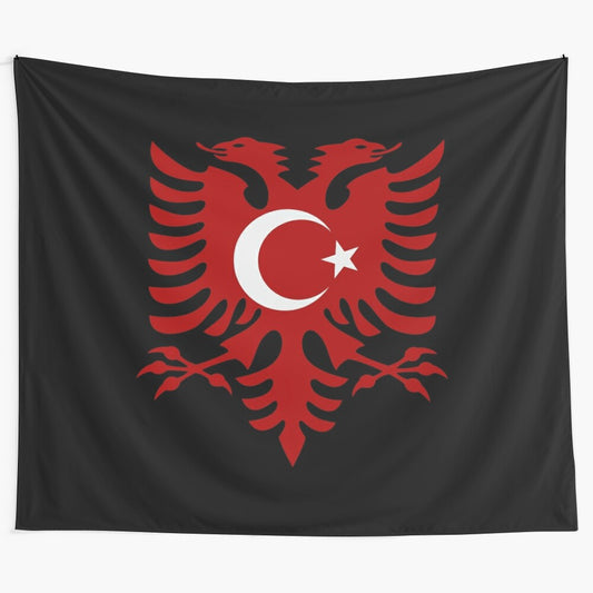 Turkish Albania flag themed tapestry for home decor