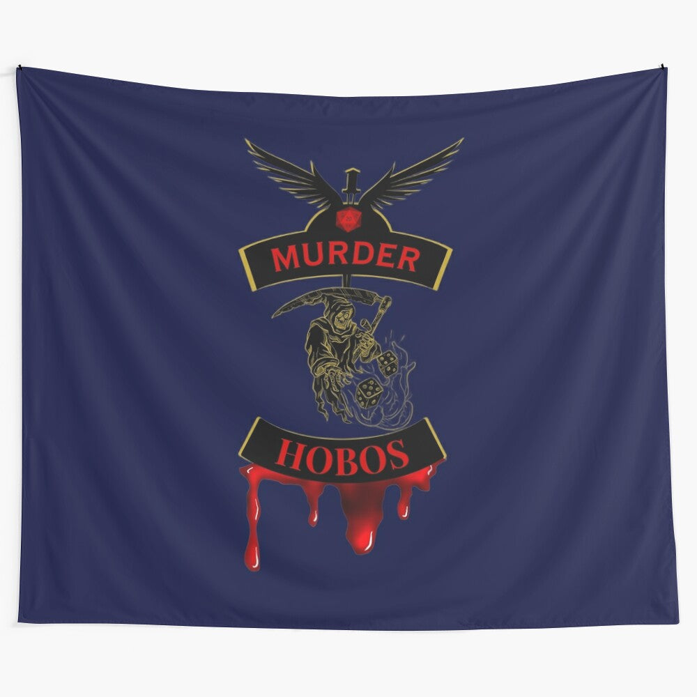 Murder Hobos Biker Style Patch Coat of Arms Tapestry for Dungeons and Dragons Fans