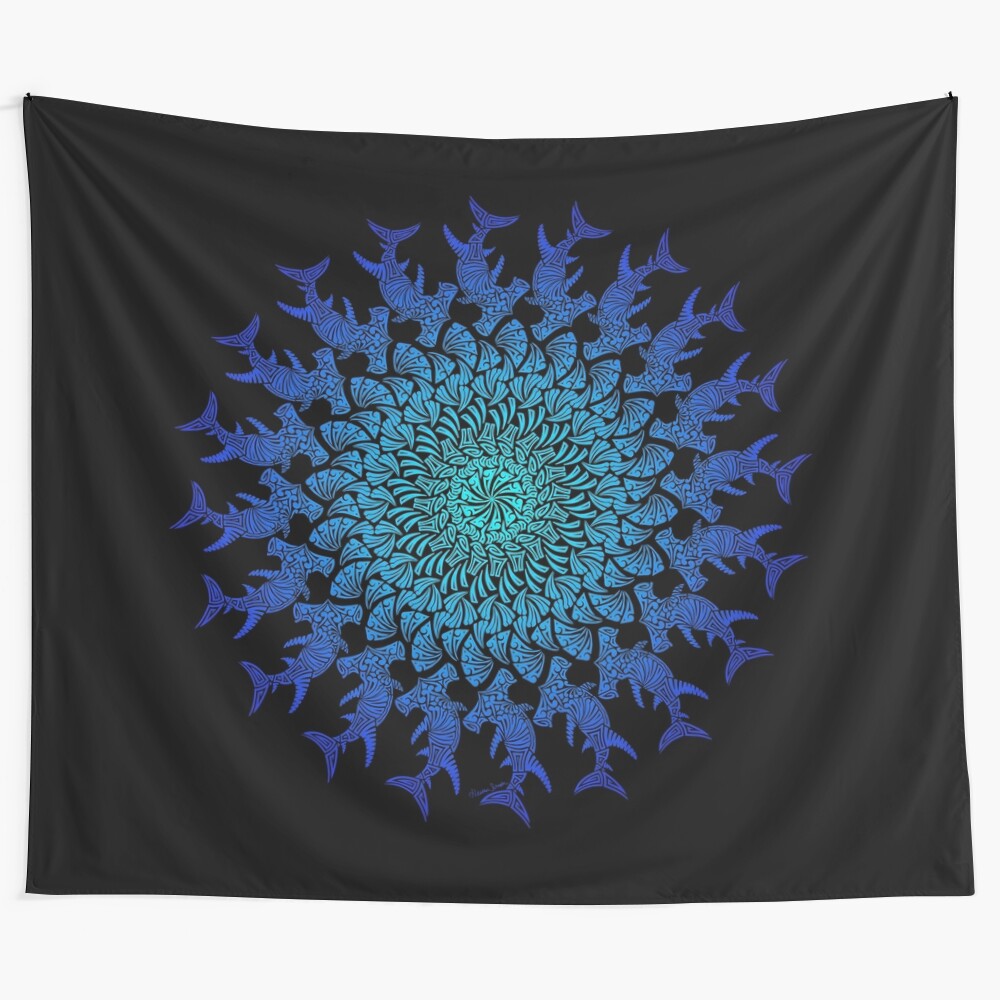 Tribal Hammerhead Shark Mandala Tapestry for Home Decor