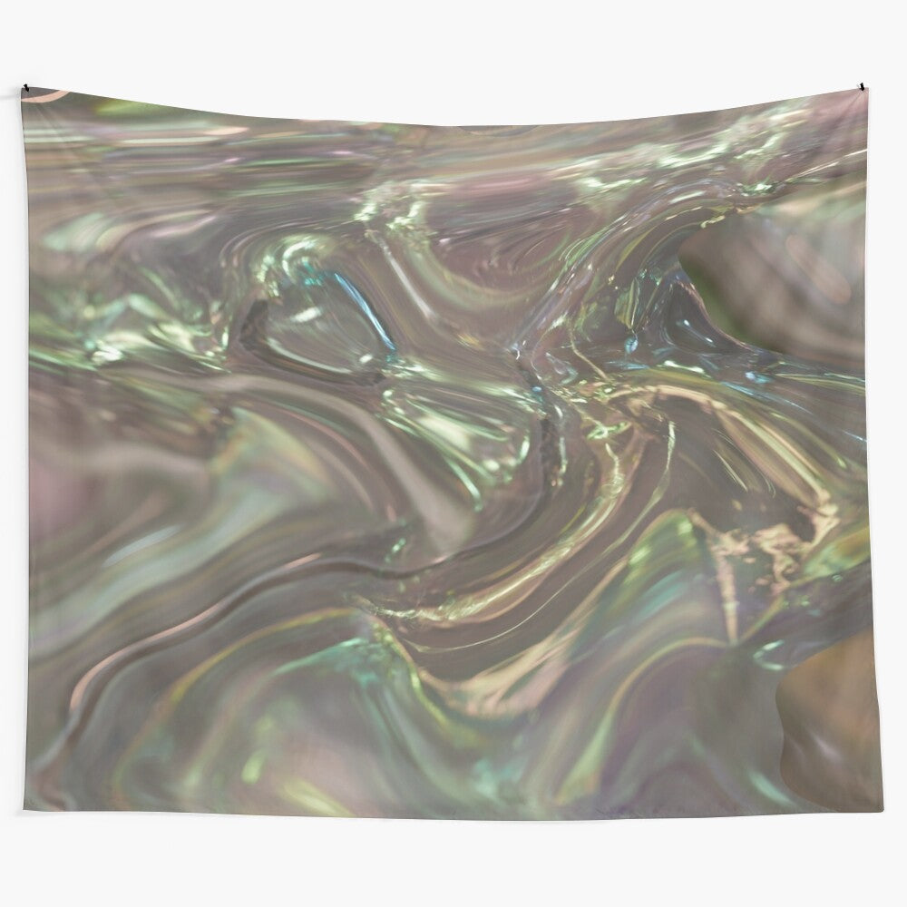 Iridescent holographic abstract pattern tapestry with vibrant colors