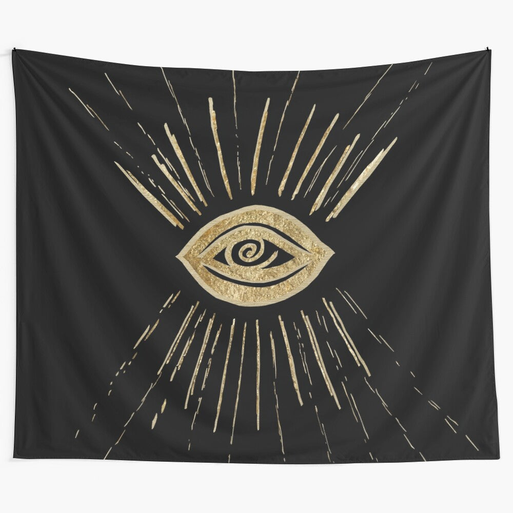 Gold Evil Eye Design Tapestry Wall Hanging