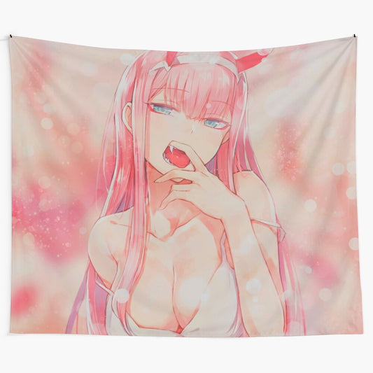 Zero Two anime tapestry featuring the iconic character from Darling in the Franxx