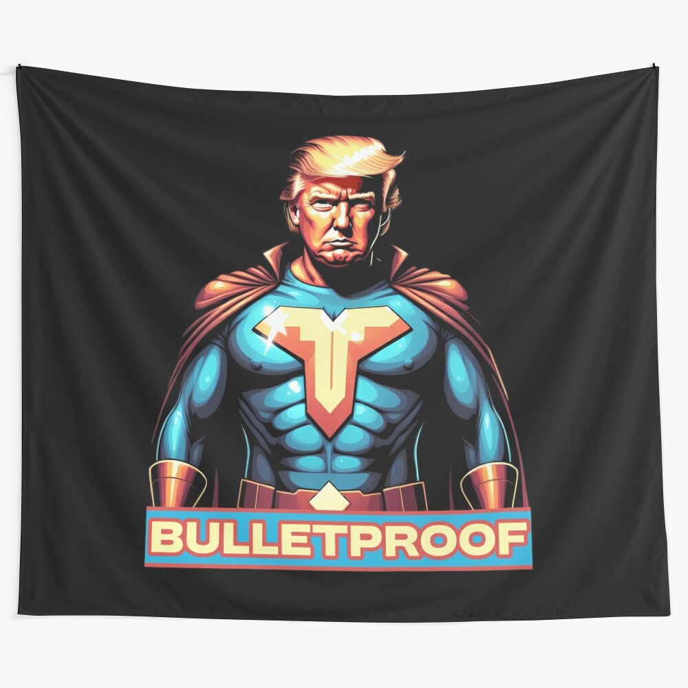 Trump Superhero 2024 Tapestry featuring an American flag design