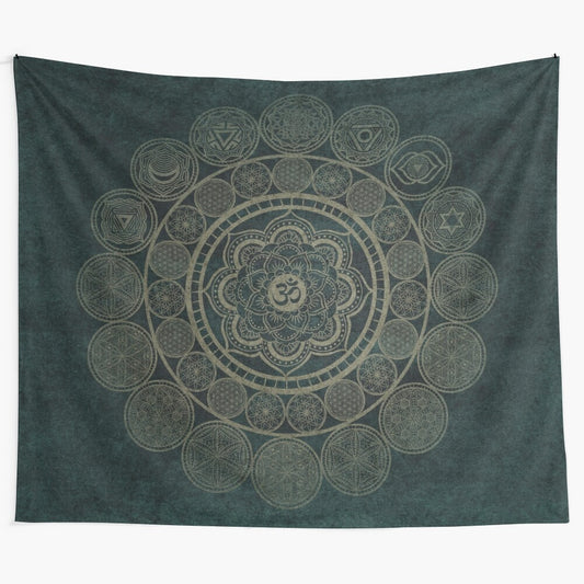 Circular Connections Sacred Geometry Tapestry featuring a mandala design