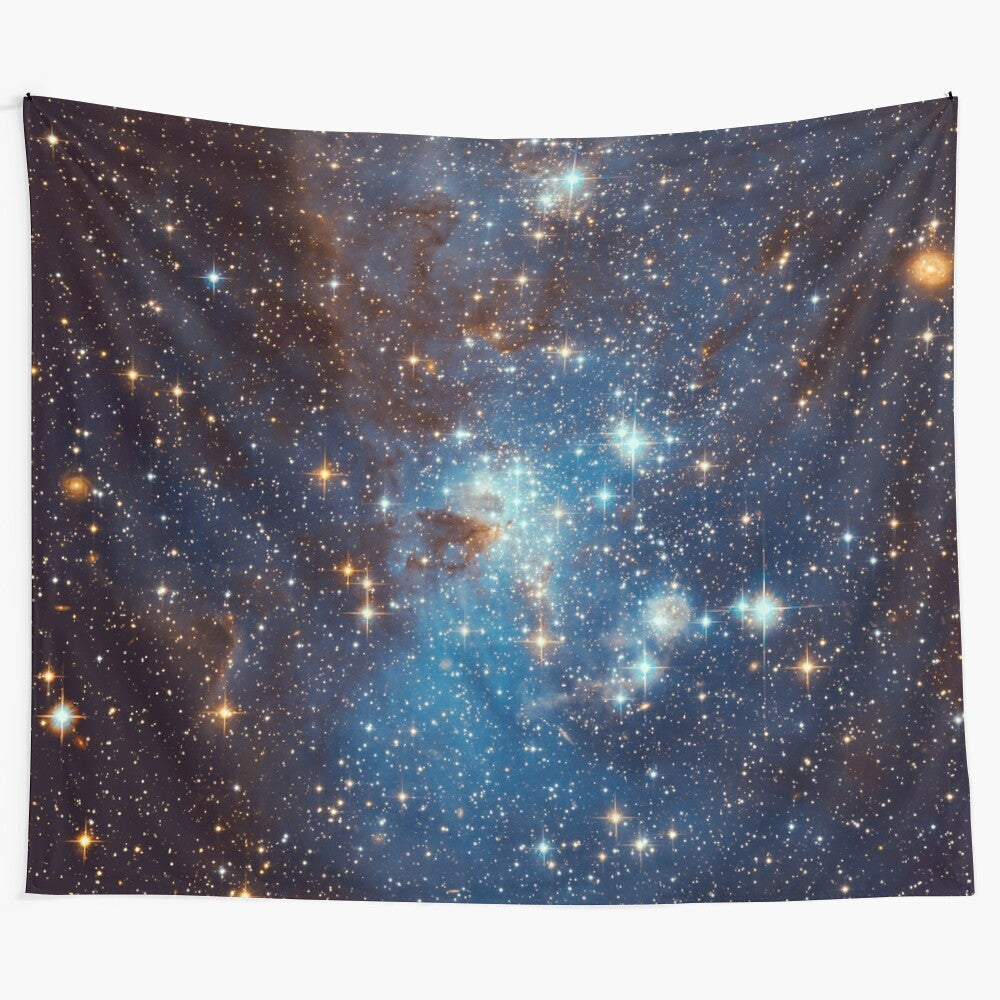 Blue nebula stars space tapestry with stars, galaxies, and cosmic elements